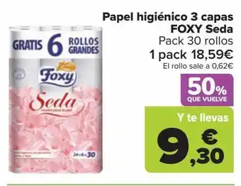 Carrefour Papel higiénico 3 capas foxy oferta