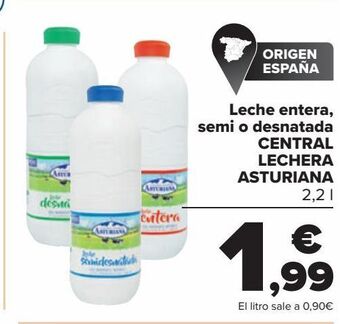 Carrefour Leche entera, semi o desnatada central lechera asturiana oferta