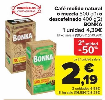 Carrefour Café molido natural o mezcla o descafeinado bonka oferta