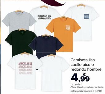 Carrefour Camiseta lisa cuello pico o redondo hombre oferta