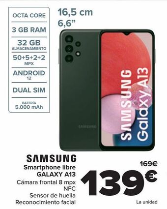 Carrefour Smartphone libre galaxy a13 samsung oferta