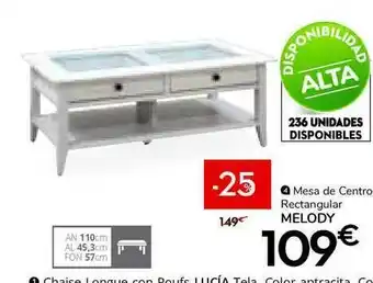 Conforama Chaise Longue Con Poufs Lucía Tela oferta