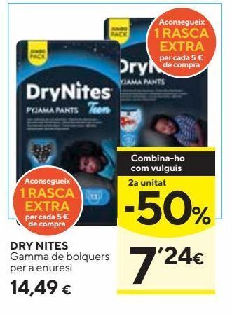 Caprabo Dry nites gamma de bolquers per a enuresi oferta