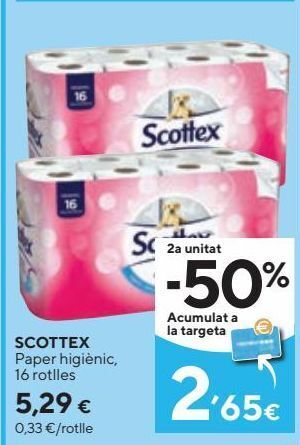 Caprabo Scottex paper higiènic, 16 rotlles oferta