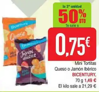 Masymas Bicentury Mini Tortitas Queso O Jamón Ibérico 70g oferta