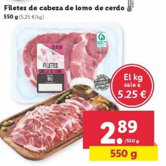 Lidl Filetes de cabeza de lomo de cerdo oferta