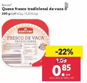 Lidl Queso fresco Tradicional de vaca oferta