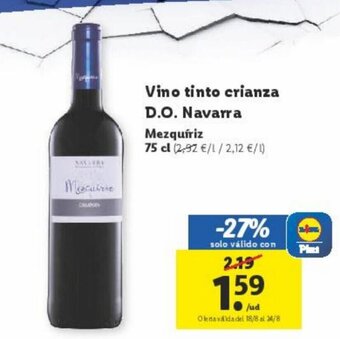 Lidl Vino tinto crianza D.O. Navarra oferta