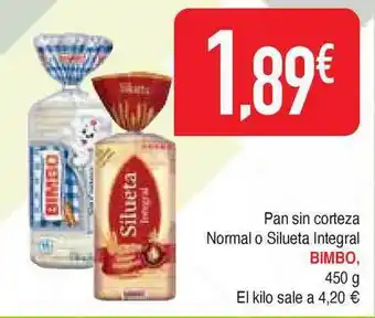 Masymas Bimbo Pan Sin Corteza Normal O Silueta Integral 450g oferta