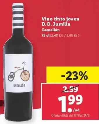 Lidl Vino tinto joven D.O. Jumilia oferta