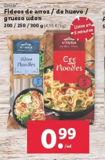 Lidl Fideos de arroz / de huevo / g rueso udon oferta