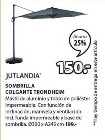 JYSK Jutlandia Sombrilla Colgante Trondheim oferta