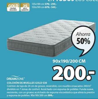 JYSK Dreamzone Colchón De Muelles Gold S30 oferta