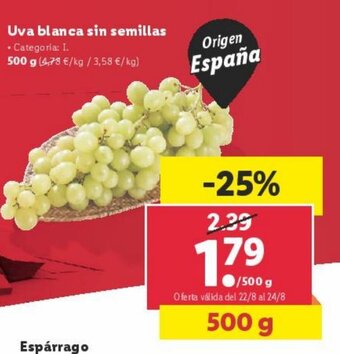 Lidl Uva Blanca sin semillas oferta