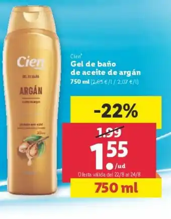 Lidl Gel de baño de aceite de argán oferta