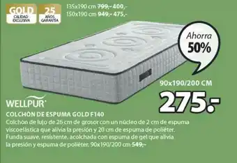 JYSK Wellpur Colchón De Espuma Gold F140 oferta