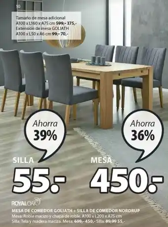 JYSK Royal Oak Mesa De Comedor Goliath + Silla De Comedor Nordrup oferta