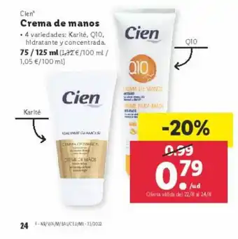 Lidl Crema de manos oferta