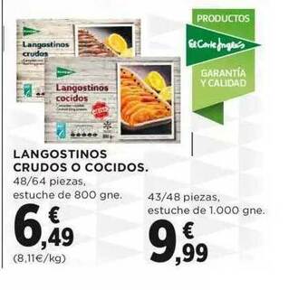 Hipercor Langostinos Crudos O Cocidos oferta