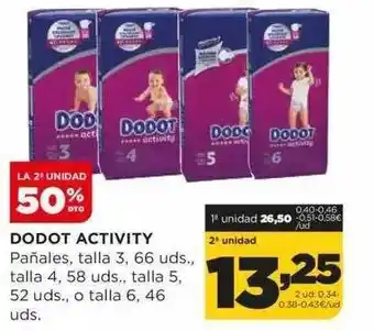 Alimerka La 2a unidad 50% dto dodot activity pañales talla 3 66 talla 4 58 talla 5 52 o talla 6 46 oferta