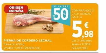 Hipercor Pierna De Cordero Lechal oferta