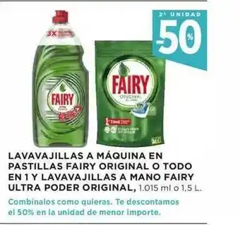 Hipercor Lavavajillas A Máquina En Pastillas Fairy Original O Todo En 1 Y Lavavajillas A Mano Fairy Ultra Poder Origina oferta