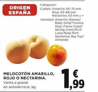 Hipercor Melocotón Amarillo Rojo O Nectarina oferta