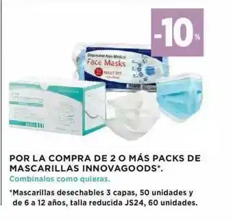 Hipercor Por La Compra De 2 O Más Packs De Mascarillas Innovagoods oferta