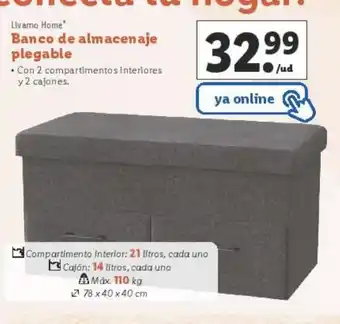 Lidl Banco de almacenaje plegable oferta