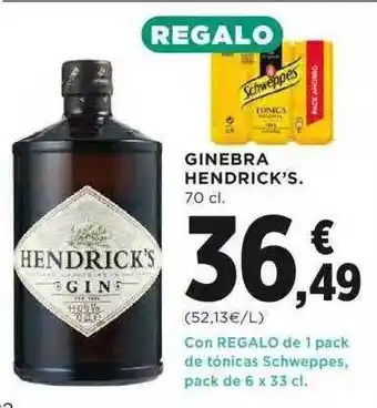 Hipercor Ginebra Hendrick's 70cl oferta