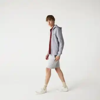 Lacoste Sudadera de hombre en felpa con capucha, cremallera y franjas con la marca oferta