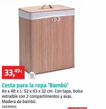 Bauhaus Cesta para la ropa 'bambú' oferta