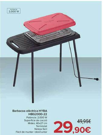 Carrefour Barbacoa elèctrica hyba hbg2000-22 oferta