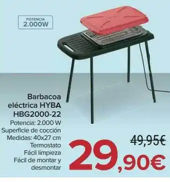 Carrefour Barbacoa eléctrica hyba hbg2000-22 oferta