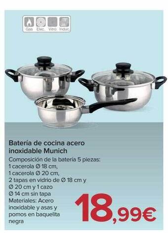 Carrefour Batería de cocina acero inoxidable munich oferta