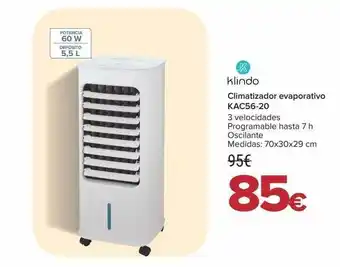 Carrefour Klindo climatizador evaporativo kac56-20 oferta