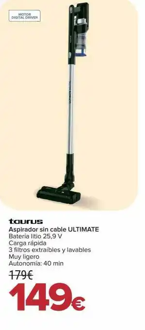 Carrefour Taurus aspirador sin cable ultimate bateria litio 25.9 v oferta