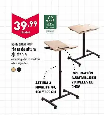 ALDI Mesa de altura ajustable oferta