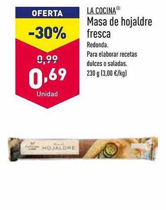 ALDI La cocina masa de hojaldre fresca oferta