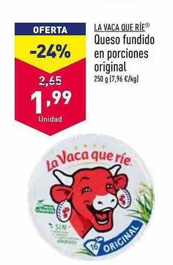 ALDI La vaca que rie queso fundido en porciones original oferta