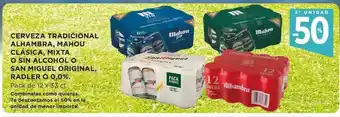 Hipercor Cerveza Tradicional Alhambra Mahou Clásica Mixta O Sin Alcohol O San Miguel Original Radler O oferta