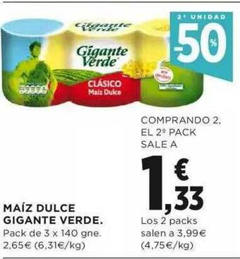 Hipercor Maíz Dulce Gigante Verde oferta