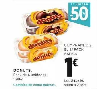 Hipercor 2a Unidad -50% Donuts oferta