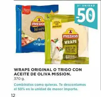 Hipercor Wraps Original O Trigo Con Aceite De Oliva Mission 370g oferta