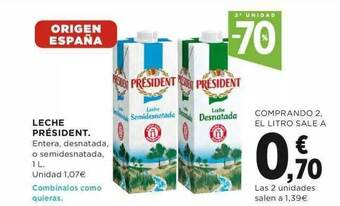 Hipercor Leche Président oferta