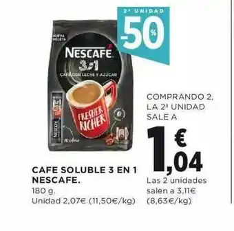 Hipercor Cafe Soluble 3 En 1 Nescafe 180g oferta