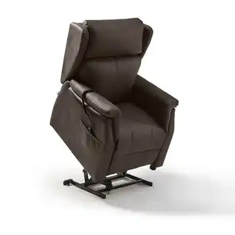Centro Hogar Sanchez Sillón relax elevador 2 motores modelo alma tapizado en tela chocolate oferta