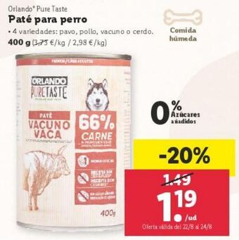 Lidl Paté para perros orlando oferta