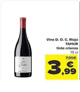 Carrefour Vino doc rioja tahur tinto crianza oferta