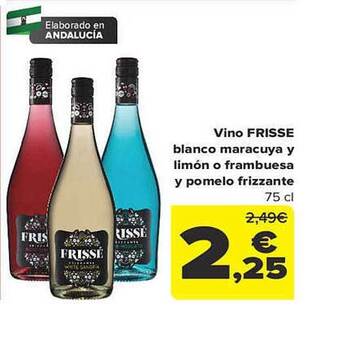 Carrefour Vino frisse blanco maracuya y limón o frambuesa y pomelo frizzante oferta